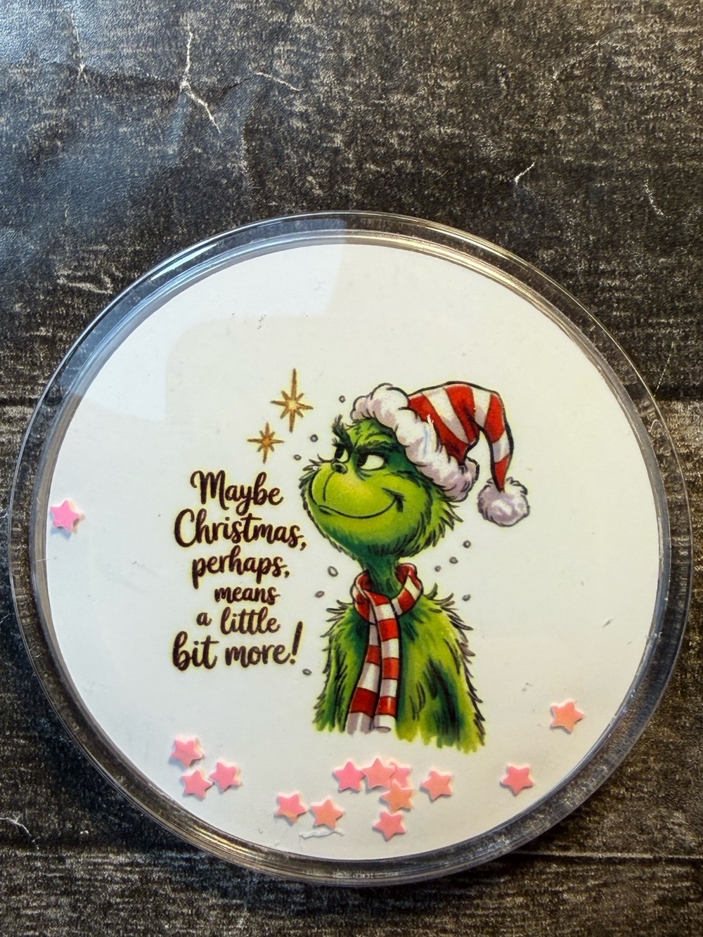 Grinch Maybe Christmas Perhaps Means A Little Bit More Badge Pin 2” New Unisex